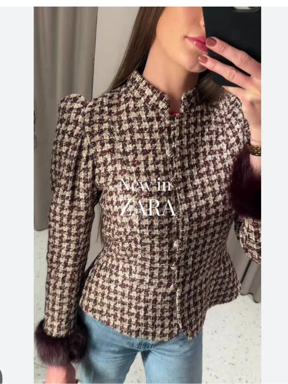 ZARA FAUX FUR STRUCTURE BLAZER